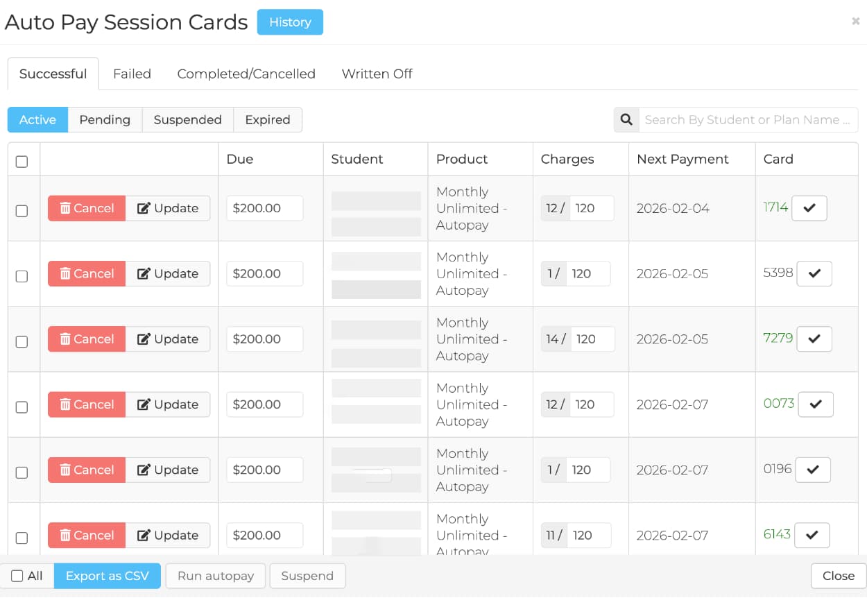 Active Autopay Screen